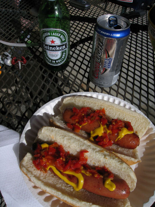 Mmmmm beers and dogs (Wickles hot relish rules!)